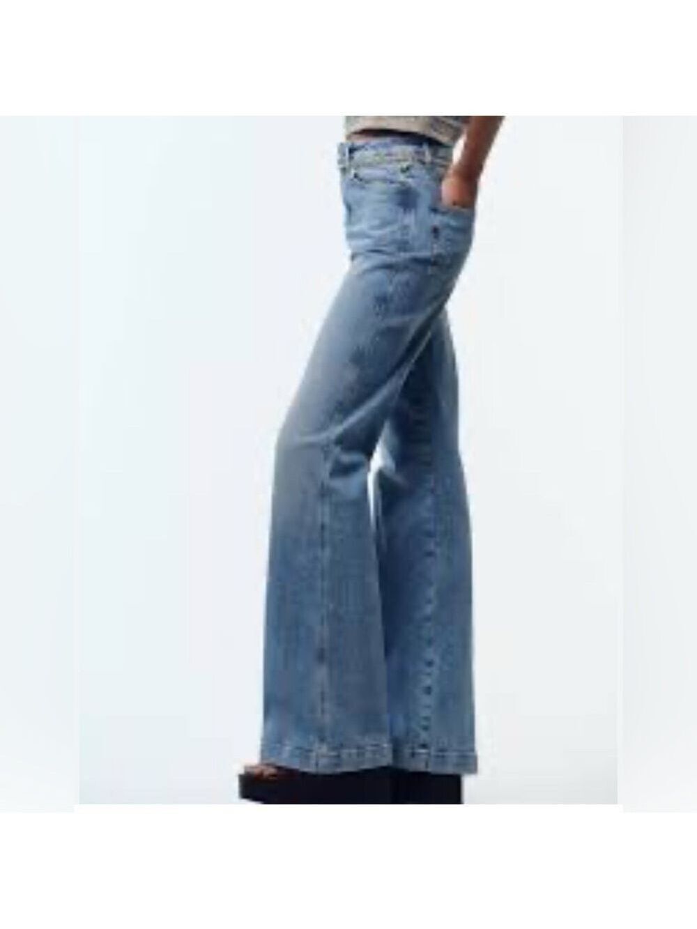 Zara high waist Blue Flare bell bottom stretch Jeans size 2